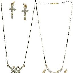 Gold-Plated Cubic zircon Mangalsutra Set | Set Of 2 Combo Mangalsutra For Women-image-19