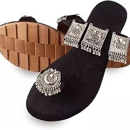 MILAN CHOICE Women's Banjara Style Rajasthani Chappal Ethnic Flats Sandal Girls Slipper Velvet Fabric for Party, Office, Casual Wear (Banja10501)-29