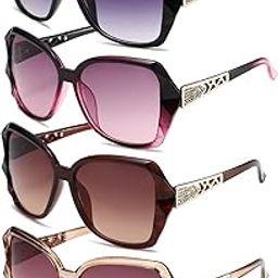 4PCS Sunglasses, Polarized Sunglasses for Women Stylish, Women Sun glasses UV Protected UV400 Anti-Glare Sun Glasses for Walking, Driving, Shopping, Taking Photos in Black, Gradient Tea, Gold, Purple-image-21