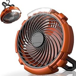 Camping Fan with LED Lantern, 6000mAh Battery Operated Rechargeable Fan, 3 Speeds,180° Rotation, Portable Desk Fan with Hanging Hook, Tent Fan for Travel Camping Fishing Outdoor-picture-17