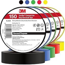 3M Temflex 150 Vinyl Electrical Tape for Residential & Commercial Uses 18mm x 6M (7 Black, 2 Blue, 2 Green, 2 Red, 2 Yellow)-image-32
