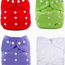 Mom's Touch- MAGIC Adjustable/Snap Buttons ~ Pocket Diapers, Reusable Washable Cloth Diaper Nappies for Babies, Infants, Toddlers, Age 0 to 2 Years - (No Inserts Included)… (One Size, 4.00)-2