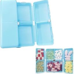 Daily Pill Organizer, 7 Compartments Portable Pill Case, Travel Pill Organizer, Folding Design Travel Pill Box to Hold Vitamins, Medicine, Fish Oils, Blue-12
