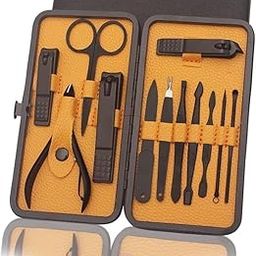 LEYANTO Essentials Manicure Set Nail Clippers, Stainless Steel Nail Scissors Grooming Kit, Acne needle, Blackhead Tool Leather Travel Case-image-80