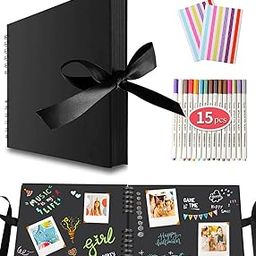 EVNEED Scrapbook Photo Album,Wedding Guest Book DIY Anniversary Memory Scrapbooking,80 Pages Craft Paper,Wedding Photo Album with DIY Accessories Kit Great for Craft Paper DIY Gifts,Black Cover-image-59
