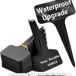 DaTpuik 100 Pcs Waterproof Black Durable Plastic Plant Outdoor Garden Labels Nursery Markers T-Type Thick Tags Re-Usable for Vegetables Seedlings-image-42