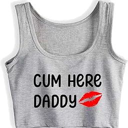 Cum Here Daddy Crop Top Cotton Sleeveless Tank Top Woman Vest-image-89