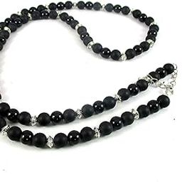 Black Bead Choose 6 mm / 8 mm / 10 mm Matte Gloss Bead Necklace Gift for Men Women.-image-28