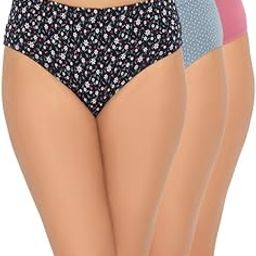 Women's Cotton Pack of 3 Medium Waist Inner Elastic Hipster Panty - Multi-picture-5