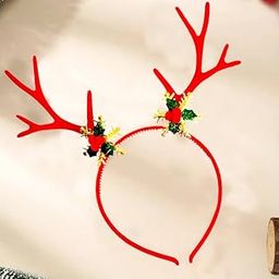 Reindeer Antlers Headband Hair Clips Hair Hoop Girl Beauty Headdress Reindeer Antler Headband Red 1Pcs-image-95