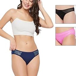 Women's Pack of 3 Low Waist Outer Elastic Bikini Panty in Multicolor-image-8