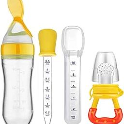 Baby Infant Plastic Feeding Medicine Spoon Dropper with Baby Spoon Feeder and Fruit Feeder(Pack of-3) (Yellow)-picture-22