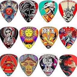 ZIBUYU® 12Pcs Guitar Picks PVC Guitar Picks 1mm/0.71mm/0.46mm Thin- Heavy Picks Rock and Roll Bizarre Aesthetics Picks Guitar Picks for Bass Electric Guitar Acoustic Guitar-20
