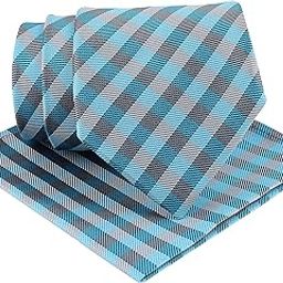Kavove The Elegant Checkered Cyan Necktie For Men-image-99