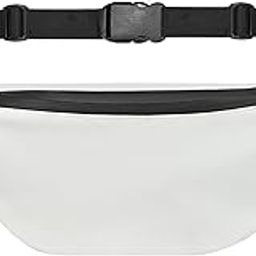 Syutm Unisex Premium Leather Waist Pack Travel Handy Hiking Zip Pouch Elegant Style Document Money Phone Belt Sport Bag for Men and Women Adjustable Strap (Show White)-image-1