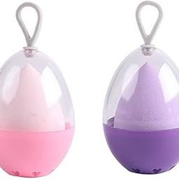 INOG 2PCS Makeup Beauty Blender Sponge With Breathable Storage Case for Women Girls, Travel Container Stand with Dustproof Lid, Washable Reusable (Multicolor)-image-83