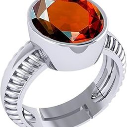 16.25 Ratti 15.25 Carat Certified AA+ Natural Gemstone Gomed Hessonite Stone Panchdhaatu Adjustable Ring Silver Plated Ring for Man and Women-5