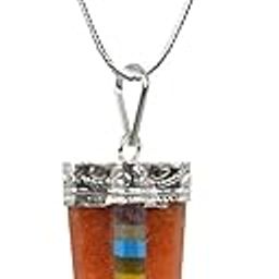 Natural 7 Chakra Flat Stick Crystal Stone Pendant/Locket with Metal Chain for Reiki Healing and Crystal Healing Gemstone Size 45 mm (Color : Multi)-image-95