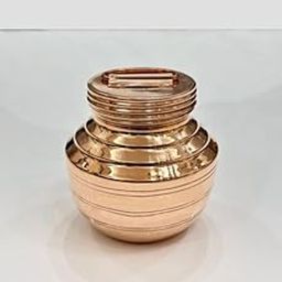 PARIK ENTERPRISES Pure Copper Kalash Lota with 'lid -for Temple Use & Pooja Purpose(Big - Kumkuma Shinee Design)-image-9