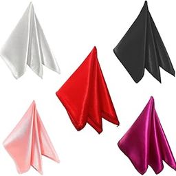 Satin Pocket Square Combo for Men, Wedding Handkerchief for Suits, Blazers & Tuxedo (Pack of 5) (White,Black,Pink,Purple & Red)-image-23