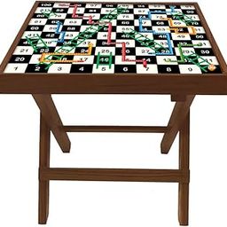 Nutcase Designer Teak Wood Side Table Folding Wooden Bedside Coffee Outdoor Picnic Table - Snake and Ladder-picture-2