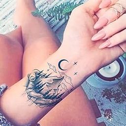 Semipermanent Temporary Tattoo Stickers 20-25 days Lifespan For Men Women Boys & Girls Waterproof 3D Realistic Night Sky Design Tatto Sticker Blue Coloured Temp Watertransfer Size-18X11cm GZ-312-image-95
