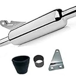 Dhe Best SIL140 Bike Bullet Angular Empty Free Flow Stylish Exhaust Silencer Chrome for RE Classic 350-5