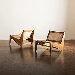 Mango Wood Kangaroo Lounge Chair with Rattan, Set of 2, Natural, for Living Room and Outdoor-image-22