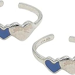 925 Sterling Silver Designer Two Heart Toe Rings/Bichiya ~ Pack in 2 Pieces Set-image-35