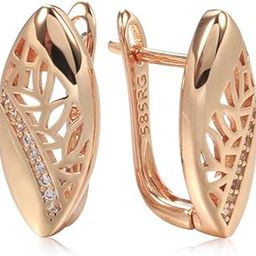 18k Rose Gold Plated Latest Stylish Copper Zircon Earrings for Women and Girls (14475er)-image-35