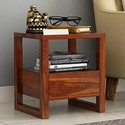 MAYWOOD Sheesham Wood Side Table | Wooden Side Table for Living Room & Bedroom | Bedside Table for Bedroom with Drawer | Color:- Honey.-image-92
