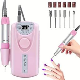 BELISMA Portable Nail Drill Kit, Pink Color Nail Care Machine, LCD Display, High Speed Drill pen-image-7
