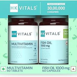 HealthKart hk vitals Fish Oil and Multivitamin (60 Tablets Each) Combo Pack | 1000mg Omega 3 with 180mg EPA & 120mg DHA | Enhances Energy, Immunity & Joints Health-15