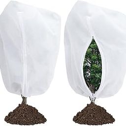 Garutom 2-Pack Plant Covers Freeze Protection 78" x 89" 2.2 oz, Large Size Bag Frost Cloth Plants Jacket Drawstring and Zipper Tree Cover for Outdoor Plants, Shrub Potted Plants Winter-image-29