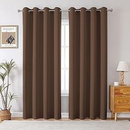 Homestan Blackout Door Curtains 7 Feet Long Set of 2, Room Darkening Blackout Parda 7 Feet with Grommet Design for Home Decor (7x4 Feet, Dark Brown)-image-28