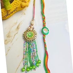 Premium Bhaiya Bhabhi Rakhi Set | Traditional Handmade Rakhi with Mirror Work & Beads | Raksha Bandhan Gift for Brother-30