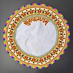 qweiops Bride's and Baby Welcome Handcrafted Cotton Traditional Kutchi Work Embroidered and Tread Work Kanku Pagla Rumal with Care Bag Pack of 1 (Round-1)-image-92