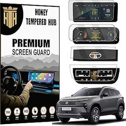(4 PACK) 9H SCREEN PROTECTOR For ( NEW TATA HARRIER 2023 FACELIFT ) Pure(O) Adventure Adventure+ Adventure+A / 10.25 INCH INFOTAINMENT + INSTRUMENT CLUSTER + STEERING + AC VENT Guard / Car Stereo Digital Display Accessories 2024 [Not Tempered Glass] 10.25 INCH-7