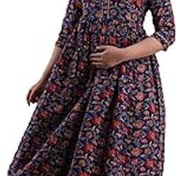 Feeding Kurti Gown Floral Printed Pure Cotton Maternity Nighty Dress Maxi Night Wear Kurta-image-82
