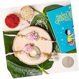 Meenakari Bhaiya Bhabhi Rakhis Set with Roli Chawal Pack - Rakhi for Brother, Bhaiya, Bhai - Lumba Rakhi for Bhabhi, Sister-image-47