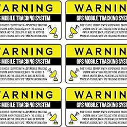 Anti-Theft Car Vehicle Stickers with GPS Tracking Warning (Pack of 6 Decals)-11