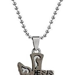 Christmas Gift Lord Holy Jesus Cross Christ Crucifix Black and Silver Stainless Steel 01 Necklace Pendant for Men and Women-image-9