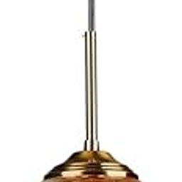 HomesElite Modern Brass Gold Pendant Light, Mid Century Fixture, Amber Glass Globe Shade, Single Hanging Light for Kitchen Island, Dining Room, Living Room, Bedroom (Bulb Not Included)-image-23