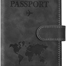 PU Leather Passport Holder - RFID Blocking Document Organizer with Magnetic Closure - Credit and ID Cards, Boarding Passes, black, Fashionable-image-84