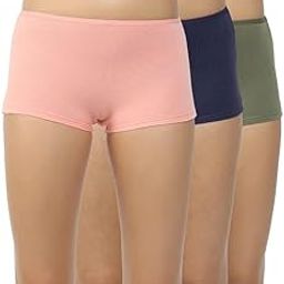 Women Cotton Panty Spandex Boy Shorts Panties High Rise fit Complete Coverage Soft Comfortable Moisture absorbant Solid Color (Pack of 3)-image-9