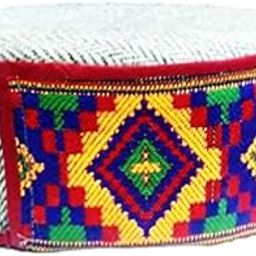 Unisex Himachali Kullu Kinnauri Patti Woolen Cap/Topi Blue Border Traditional Handcrafted pahadi Cap-9