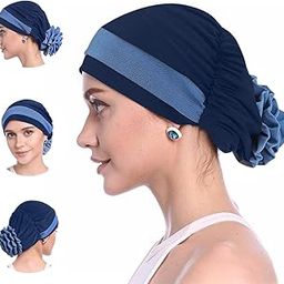 Chemo Caps for Women Cotton Stretchy Turban Cap for Women Flower Headwear Head Wrap Ladies Skull Cap for Women Cancer Beanie Hat Head Covering-image-49