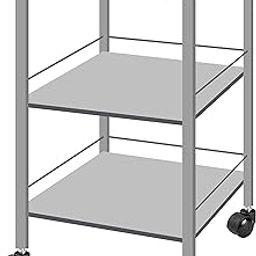 MILAD 3-Tier Metal Instrument/Serving Trolley with Wheels (40 L x 40 W x 76 H CM's, Silver Color)-30