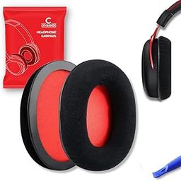 Crysendo Headphone Cushion for Hyper X Cloud 2, Cloud Flight, Cloud Alpha, Cloud Core Headphones | Protein Leather & Soft Foam Replacement Earpads (Black & Red)-image-5