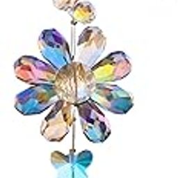 Crystal Flower Suncatcher Hanging Ornament, Rainbow Maker Window Sun Catcher Indoor Outdoor Patio Garden Decor (Deep Multicolor)-image-75